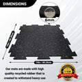 19 x 19 x 6mm Fitness Rubber Tiles, 23.5 SF, Grey, 10 Piece B154
