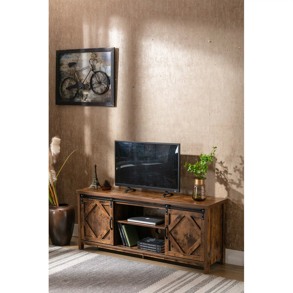 65 inch Media Console with Barn Doors Storage Cabinet P3120