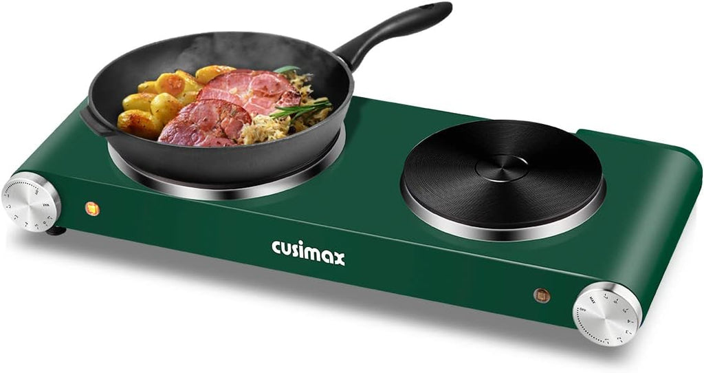 Double Hot Plates Electric Cooktop, Cast Iron, Black Stainless Steel, Pack of 2 Q267