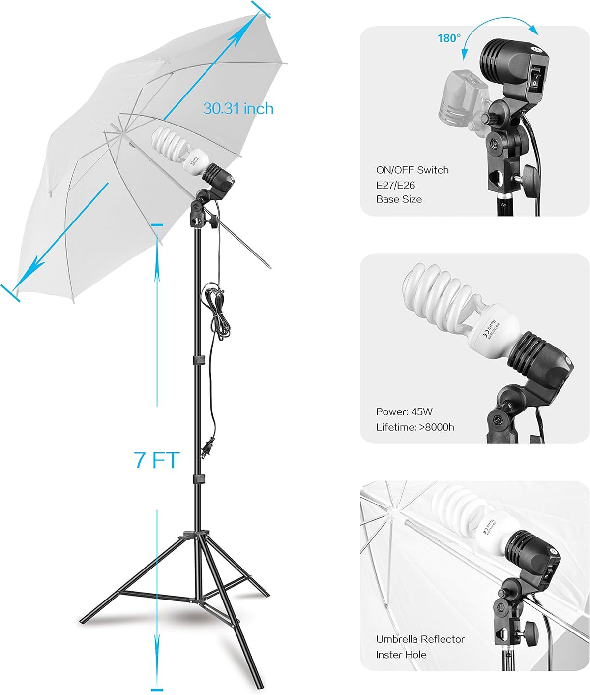 400W 5500K Photography Umbrella Lighting Kit B883