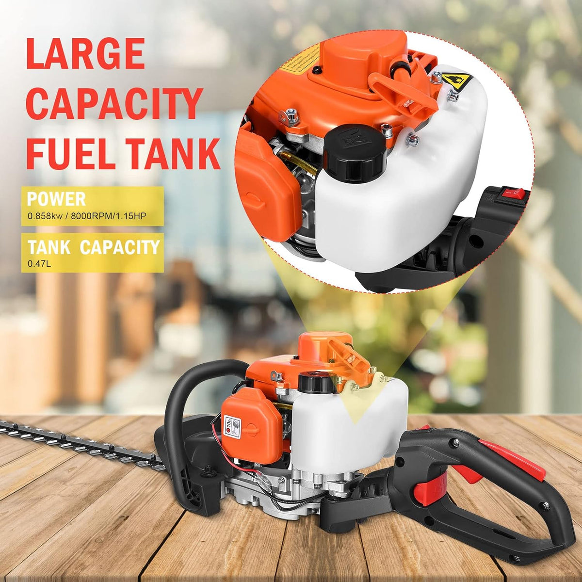 23.6cc Gas Hedge Trimmer 24" 2 Cycle Recoil Gasoline Trim Blade X2375