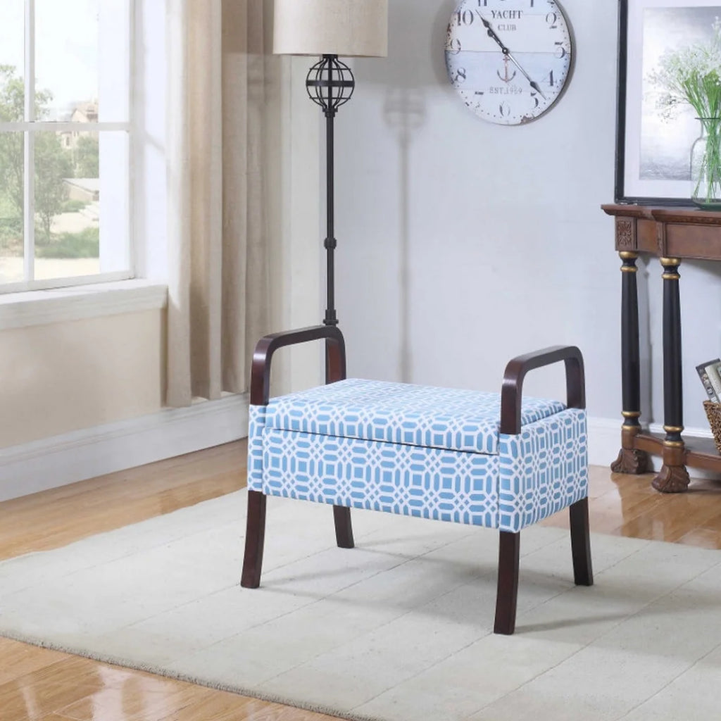 Monochrome Print Wooden Vanity Storage Seat R8182