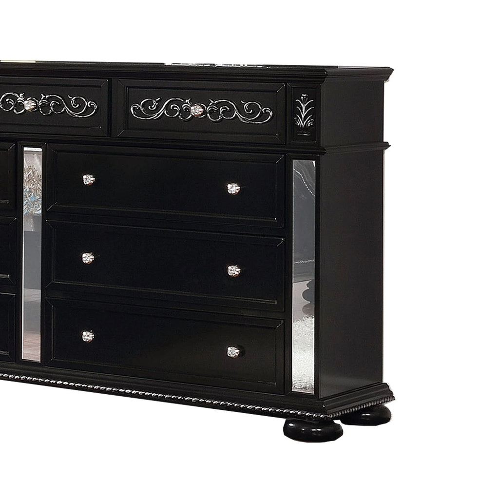 Black 9 Drawer Wooden Dresser with Mirror M50947