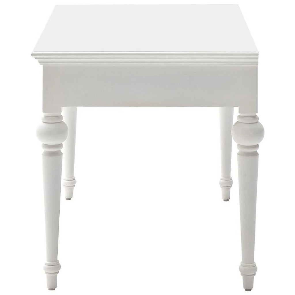 Modern Solid Wood Writing Desk with Drawers in Pure White M333888