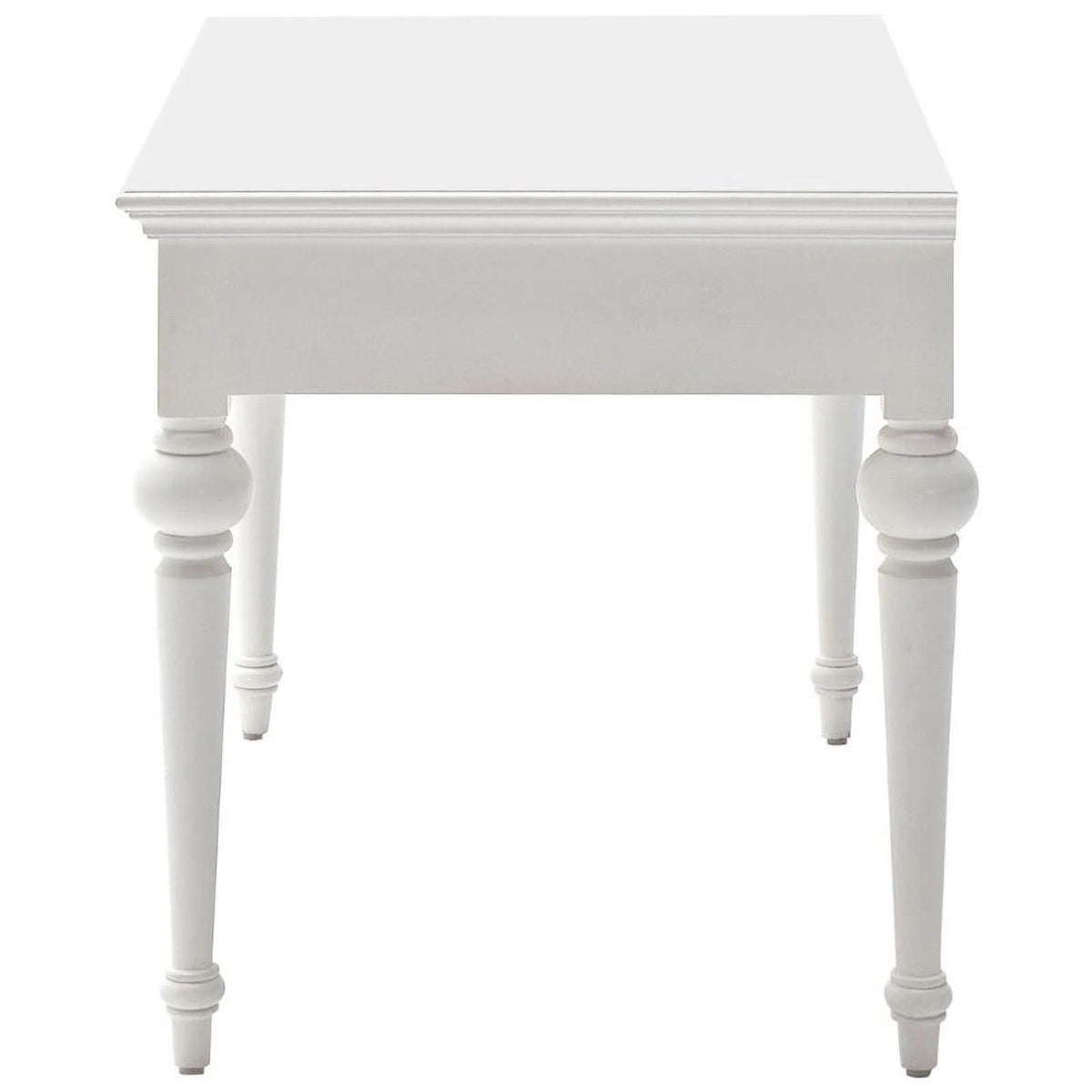 Modern Solid Wood Writing Desk with Drawers in Pure White M333888