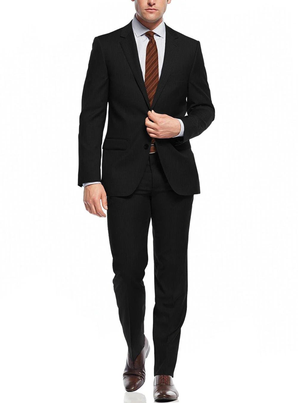 Black Stripe Slim Fit 2 Piece Suit I715634
