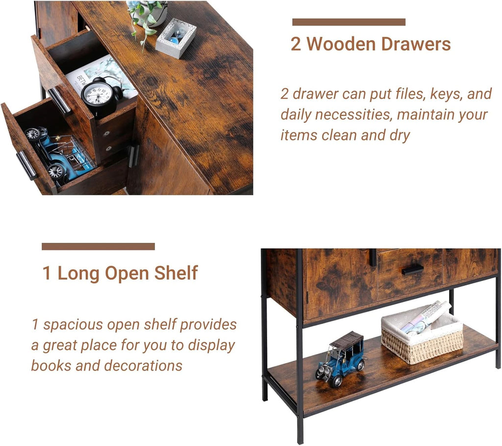 Rustic Brown Storage Cabinet with 2 Drawers & Doors X92733